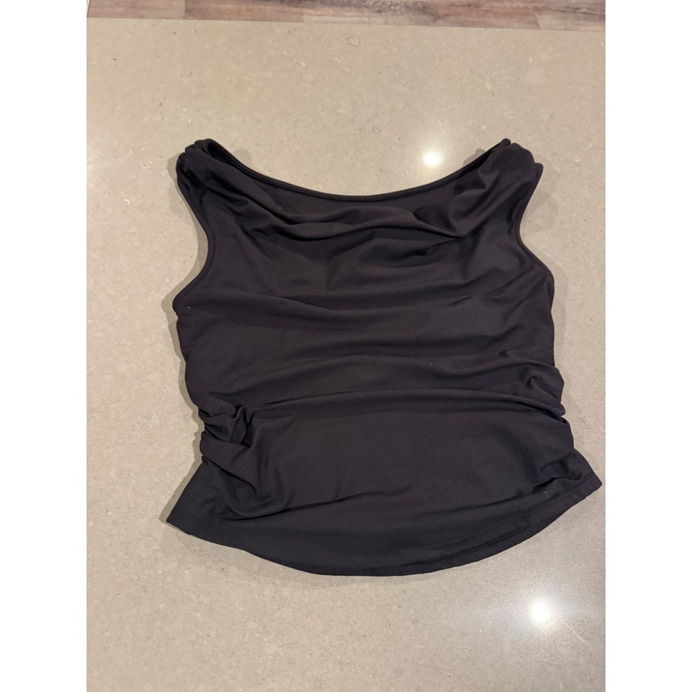 Anthropologie Ruched Cowl Neck Sleeveless Tank Top Black Women's Size‎ M
